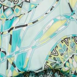 Pre Owned Roberto Cavalli Blue/Yellow Printed Silk Mini Dress S