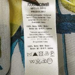 مملوكة مسبقًا Roberto Cavalli Multicolor Floral Print Silk Ruffle Belted Dress S