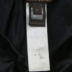 Roberto Cavalli Black Satin Silk Tassels Drawstring Flared Trousers S