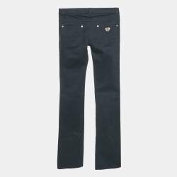 Pre Owned Roberto Cavalli Navy Blue Cotton Skinny Pants S