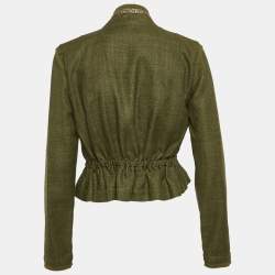 Pre Owned Roberto Cavalli Green Canvas Embellished Jacket M