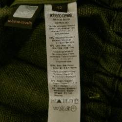 Pre Owned Roberto Cavalli Green Canvas Embellished Jacket M