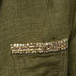 Pre Owned Roberto Cavalli Green Canvas Embellished Jacket M