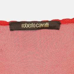 مملوكة مسبقًا Roberto Cavalli Red Stretch Knit Ruffled Maxi Dress S