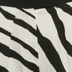 Pre Owned Roberto Cavalli White/Black Printed Crepe Pants S