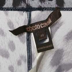 Pre Owned Roberto Cavalli Blue Leopard Print Jersey Leggings S