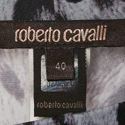 Pre Owned Roberto Cavalli Blue Leopard Print Jersey Leggings S