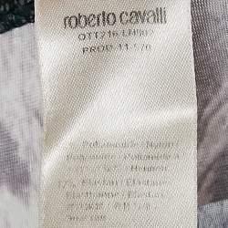 Pre Owned Roberto Cavalli Blue Leopard Print Jersey Leggings S