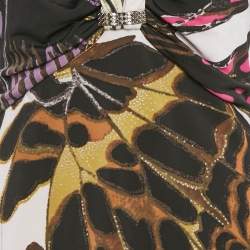 Pre Owned Roberto Cavalli Pink Printed Jersey Sheath Dress L