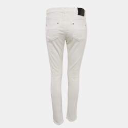 Pre Owned Roberto Cavalli White Denim Skinny Jeans M Waist 30"