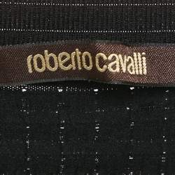 Roberto Cavalli Black/Gold Knit Pleated Mini Skirt M