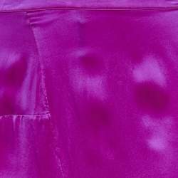 مملوكة مسبقًا Roberto Cavalli Fuschia Pink Satin Silk Flared Maxi Skirt M