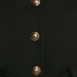 Pre Owned Roberto Cavalli Black Wool Belted Button Detail Trench Coat M
