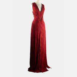 Pre Owned Roberto Cavalli Burgundy Sleeveless Maxi Dress IT 38