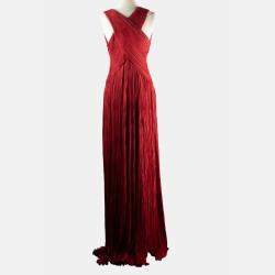 Pre Owned Roberto Cavalli Burgundy Sleeveless Maxi Dress IT 38