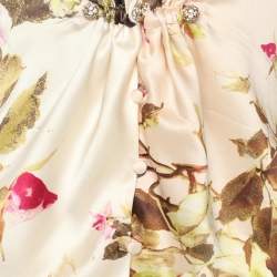 Pre Owned Roberto Cavalli Multicolor Floral Print Silk Top S