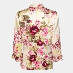 Pre Owned Roberto Cavalli Multicolor Floral Print Silk Top S