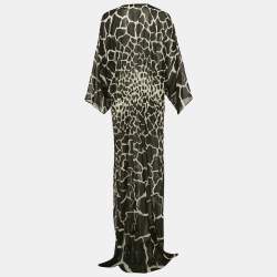 مملوكة مسبقًا Roberto Cavalli Black Printed Crepe Maxi Dress L