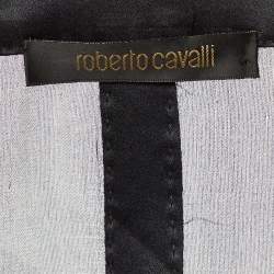 Pre Owned Roberto Cavalli Black Silk Chiffon & Satin Trim Detail Tunic Top M