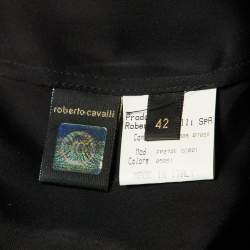 Pre Owned Roberto Cavalli Black Silk Chiffon & Satin Trim Detail Tunic Top M