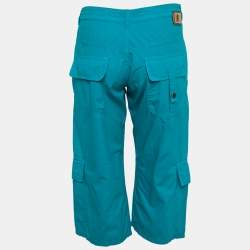 Pre Owned Roberto Cavalli Blue Cotton Cargo Bermuda Shorts L