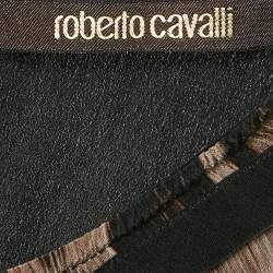 Pre Owned Roberto Cavalli Brown Leopard Print Silk Sleeveless Top S