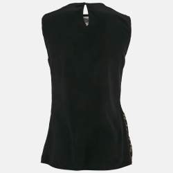 Pre Owned Roberto Cavalli Brown Leopard Print Silk Sleeveless Top S