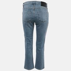 مملوكة مسبقًا Roberto Cavalli Blue Paisley Crystal Embellished Denim Jeans M Waist 28"