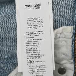 مملوكة مسبقًا Roberto Cavalli Blue Paisley Crystal Embellished Denim Jeans M Waist 28"