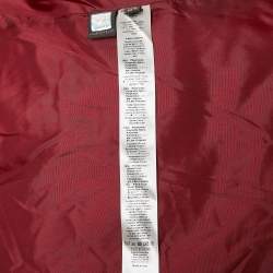 Pre Owned Roberto Cavalli Red Floral Print Nylon and Real Fur Trim Down Coat M