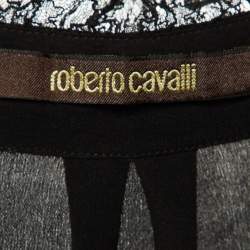 Pre Owned Roberto Cavalli Black Silk Lace Trimmed Top S
