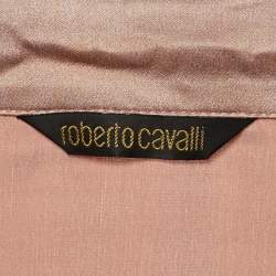 Pre Owned Roberto Cavalli Champagne Pink Silk Satin Embellished Shirt L