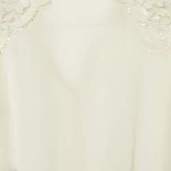 Pre Owned Roberto Cavalli Cream Silk Embroidered Button Front Shirt S