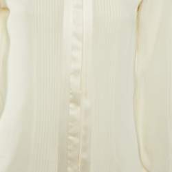 Pre Owned Roberto Cavalli Cream Silk Embroidered Button Front Shirt S