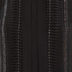 Pre Owned Roberto Cavalli Black Silk Studded Neck Tie Detail Shirt S