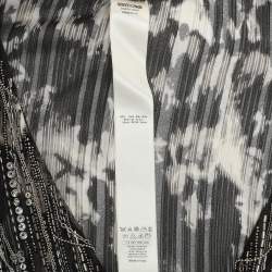 Roberto Cavalli Black/White Printed Silk Embellished Kaftan XL