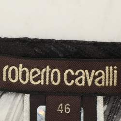 Roberto Cavalli Black/White Printed Silk Embellished Kaftan XL