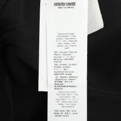 Pre Owned Roberto Cavalli Black/Blue Crepe Sleeveless Dress XL