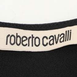 Pre Owned Roberto Cavalli Black/Blue Crepe Sleeveless Dress XL