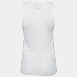 Pre Owned Roberto Cavalli White Jersey Lace Trimmed Tank Top M
