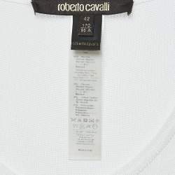 Pre Owned Roberto Cavalli White Jersey Lace Trimmed Tank Top M