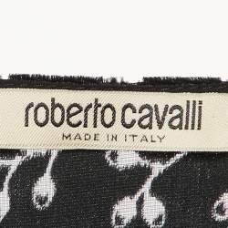 Roberto Cavalli Black Devore Elasticated Waist Detail Mini Dress M