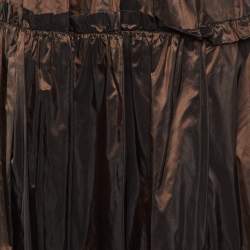 Pre Owned Roberto Cavalli Brown Silk Tafetta Layered Maxi Skirt M