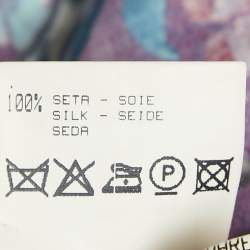 Pre Owned Roberto Cavalli Purple Floral Print Silk Ruffled Top M