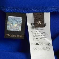 Roberto Cavalli Blue Stretch Satin Metal Detail Short Dress S