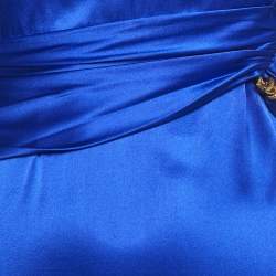 Roberto Cavalli Blue Stretch Satin Metal Detail Short Dress S