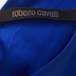 Roberto Cavalli Blue Stretch Satin Metal Detail Short Dress S