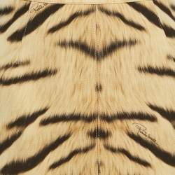 Roberto Cavalli Beige Tiger Print Wool Mini Skirt S