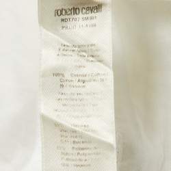 Pre Owned Roberto Cavalli White Cotton & Lace Paneled Button Up Shirt L