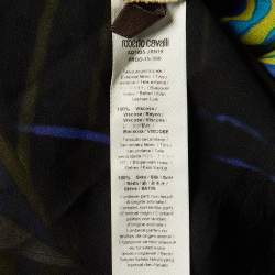 Roberto Cavalli Blue/Yellow Printed Silk & Jersey Jumpsuit M